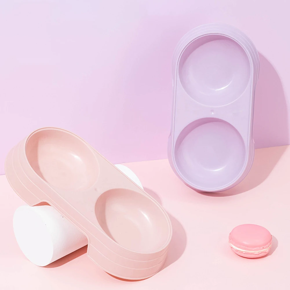Plastic Pet Dog Cat Puppy Double Bowl Feeder Water Dish Bowls Food Drinking Tray Holder PP Candy Color Pet Supplies Accessories - Image 5