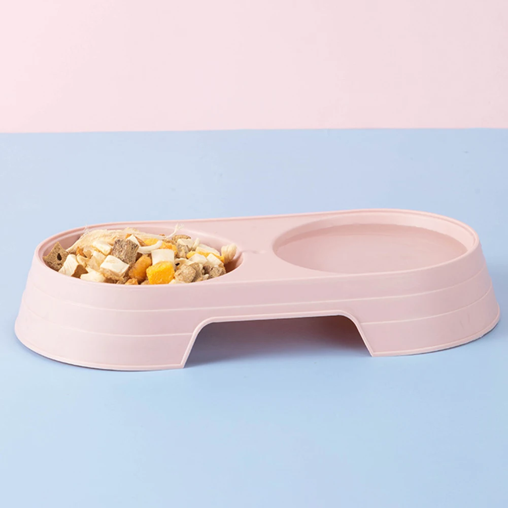 Plastic Pet Dog Cat Puppy Double Bowl Feeder Water Dish Bowls Food Drinking Tray Holder PP Candy Color Pet Supplies Accessories - Image 4